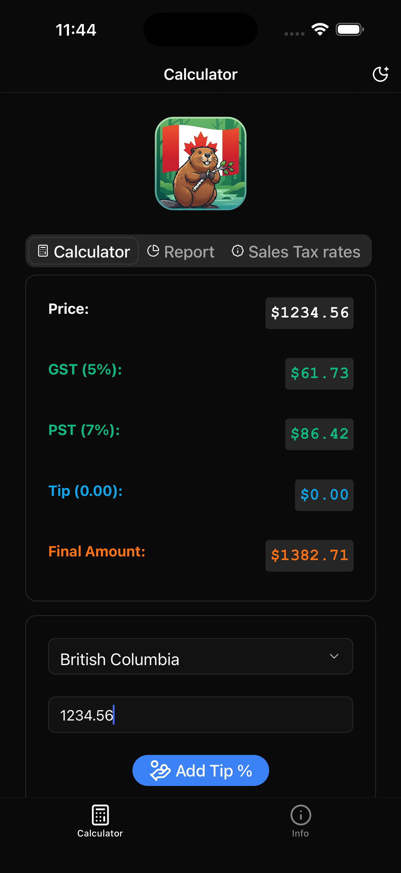 Sales Tax Calculator Mockup