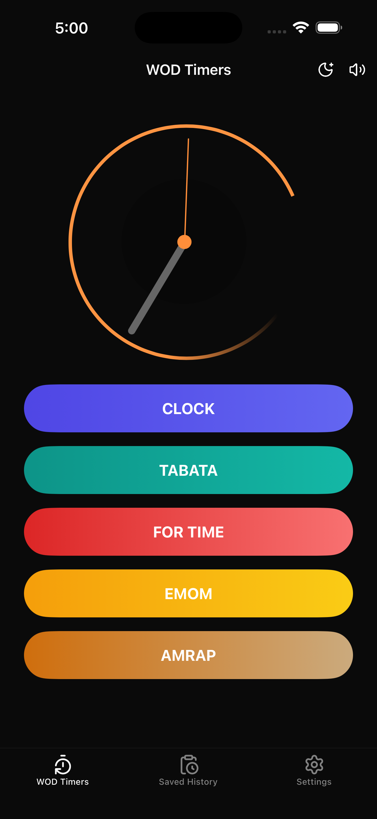 WOD Timer App Mockup Dark